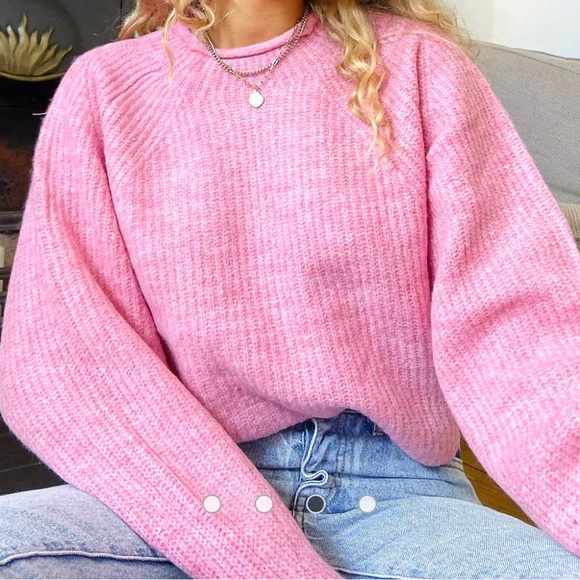 Topshop Sweaters - Topshop roll neck cropped sweater in light pink size 8-10